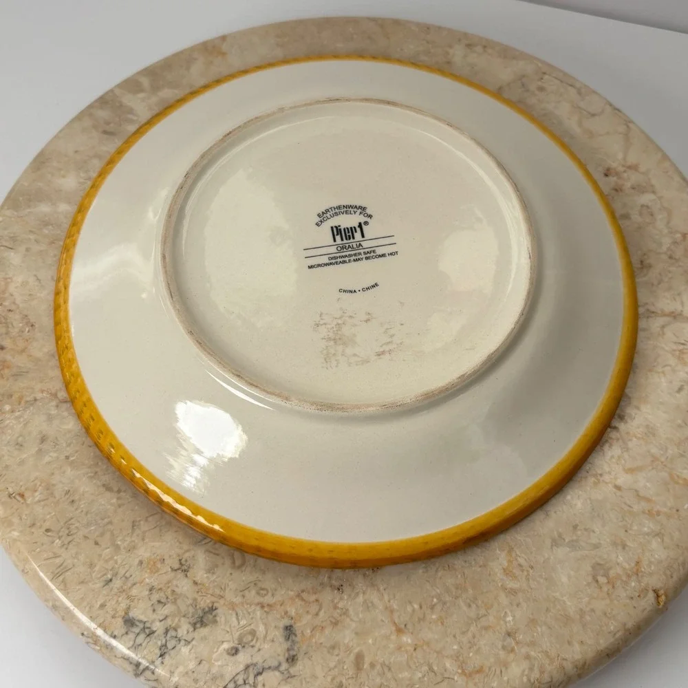 Pier 1 Oralia Earthenware Plate Floral Red Yellow Brown‎ Decorative Dish Salad